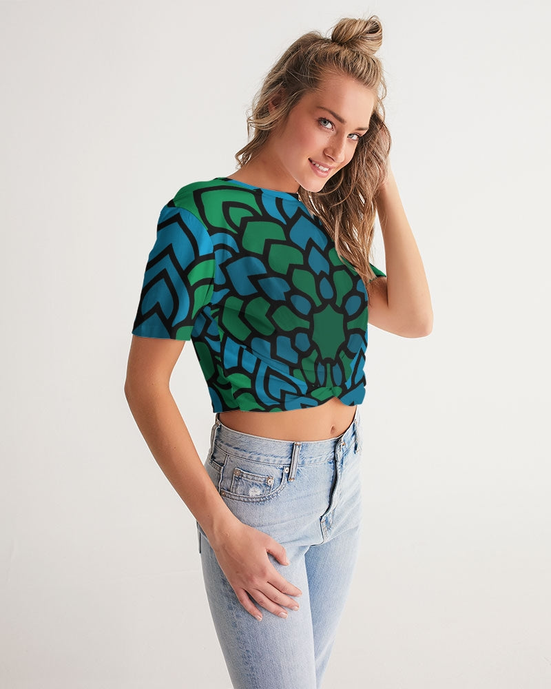 Save the Turtles! Women's Twist-Front Cropped Tee - UpString Apparel