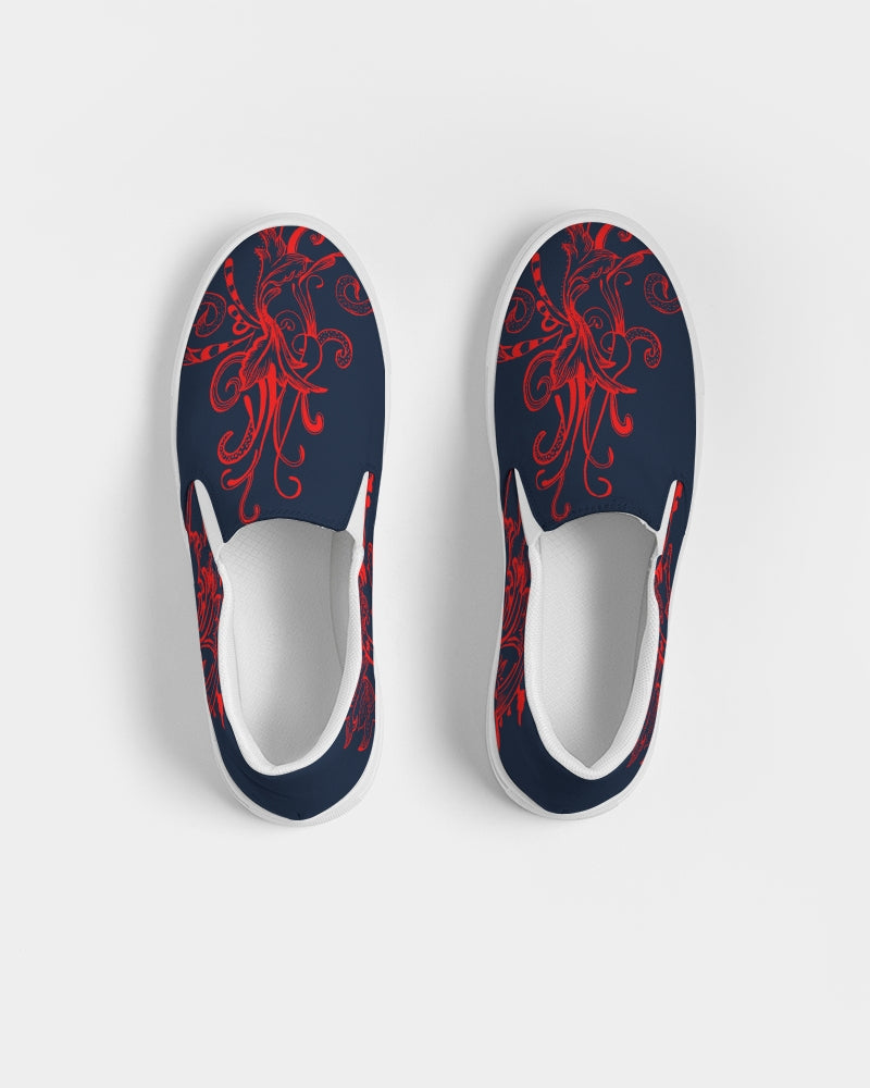 Flower Power - Red Henna Men's Slip-On Canvas Shoe - UpString Apparel