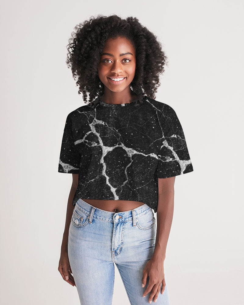 Fault Lines - Monchrome Women's Lounge Cropped Tee - UpString Apparel