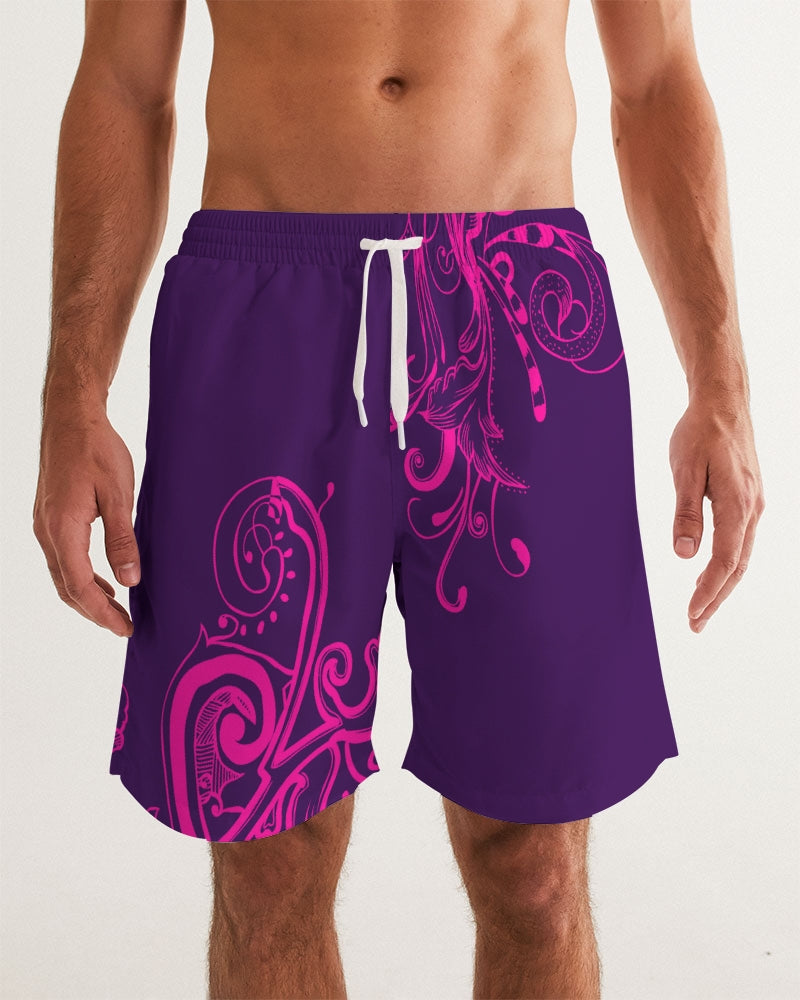Flower Power - Purple Henna Men's Swim Trunk - UpString Apparel