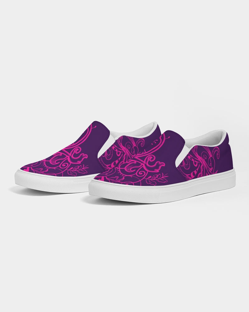 Flower Power - Purple Henna Men's Slip-On Canvas Shoe - UpString Apparel