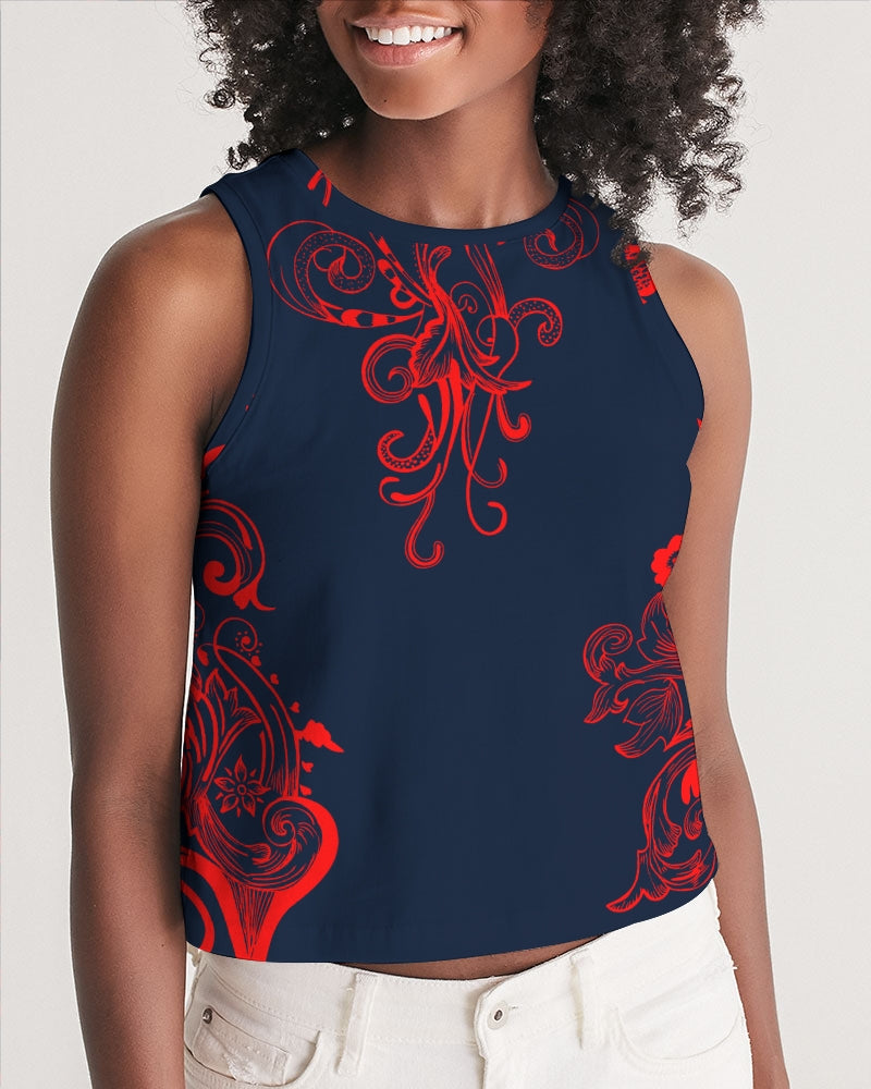 Flower Power - Red Henna Women's Cropped Tank - UpString Apparel