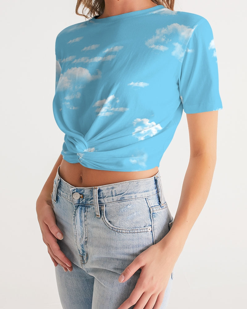 Blue Skies Women's Twist-Front Cropped Tee - UpString Apparel