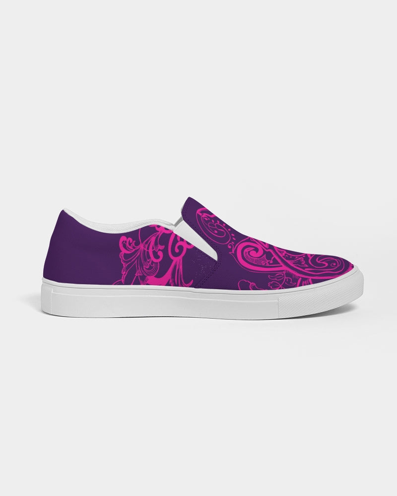 Flower Power - Purple Henna Women's Slip-On Canvas Shoe - UpString Apparel