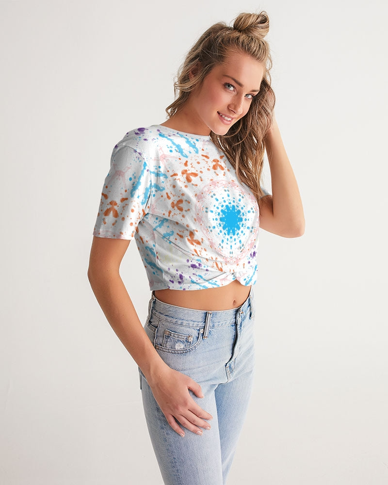 Candy Crush Women's Twist-Front Cropped Tee - UpString Apparel