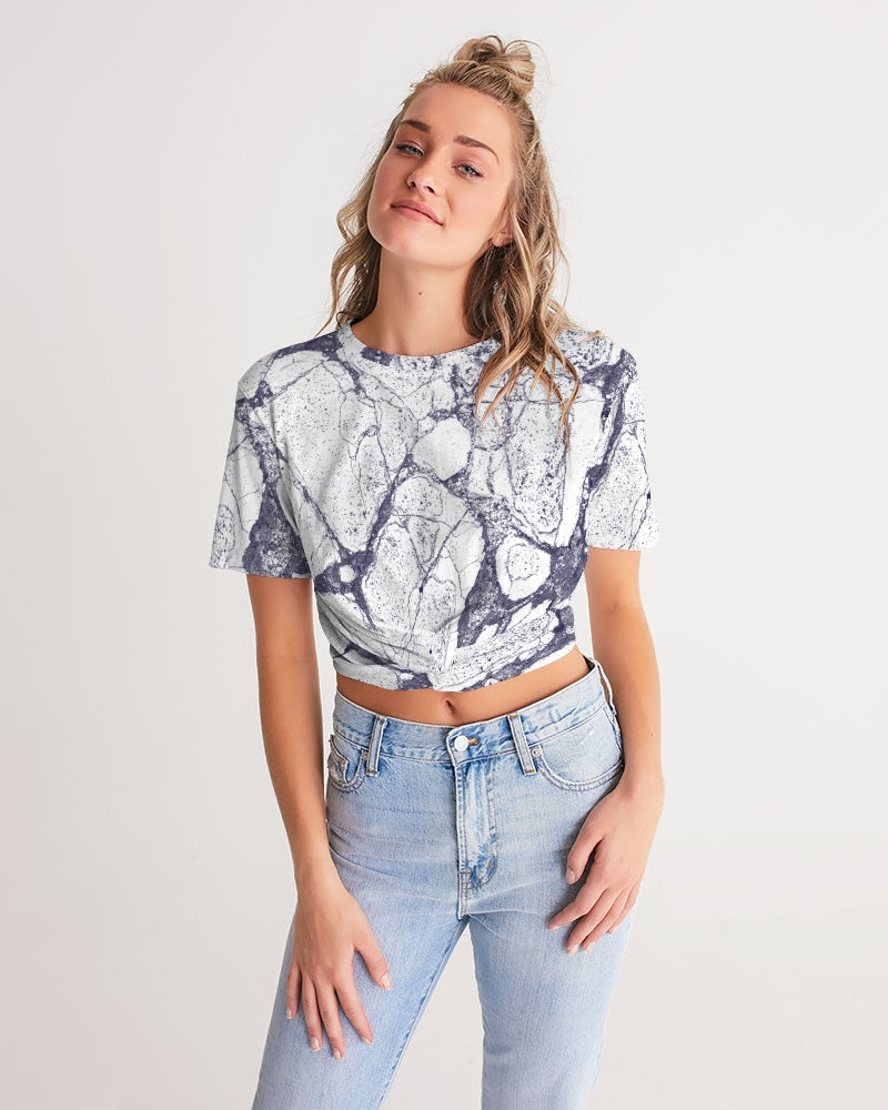 Melting Glaciers Women's Twist-Front Cropped Tee - UpString Apparel