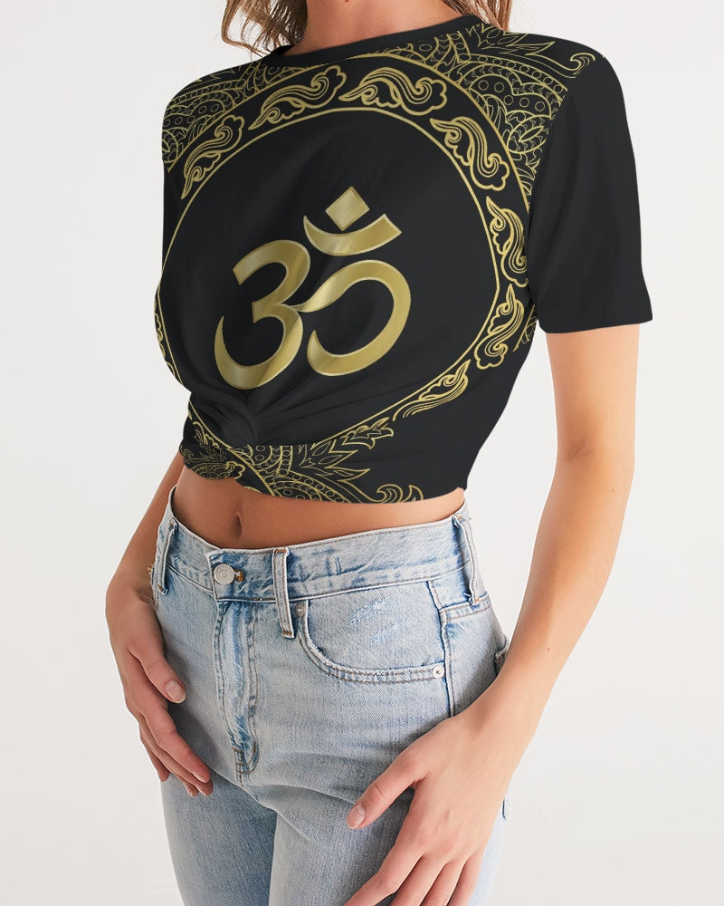 OM Women's Twist-Front Cropped Tee - UpString Apparel